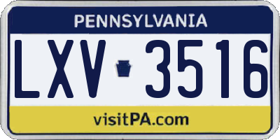 PA license plate LXV3516