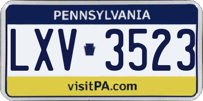 PA license plate LXV3523