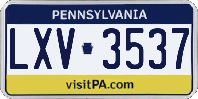 PA license plate LXV3537