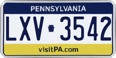 PA license plate LXV3542