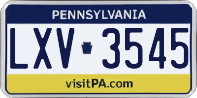 PA license plate LXV3545
