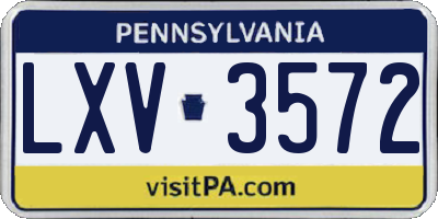 PA license plate LXV3572