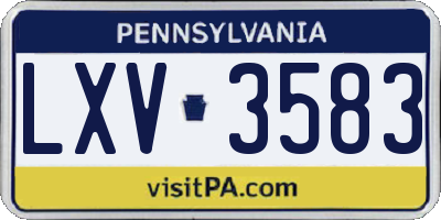 PA license plate LXV3583