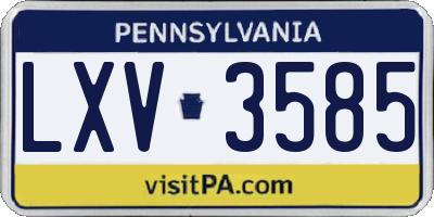 PA license plate LXV3585