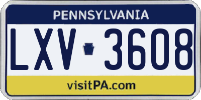 PA license plate LXV3608
