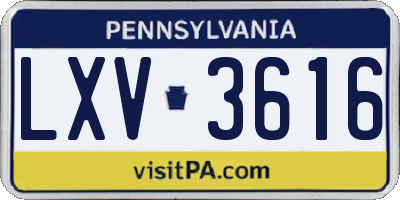 PA license plate LXV3616