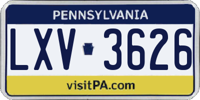 PA license plate LXV3626