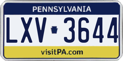 PA license plate LXV3644