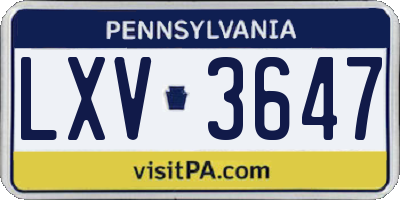 PA license plate LXV3647