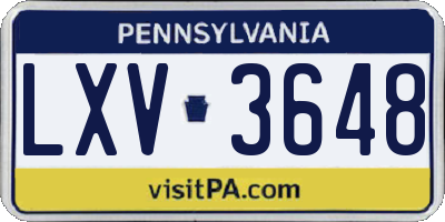 PA license plate LXV3648