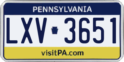 PA license plate LXV3651