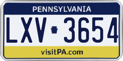 PA license plate LXV3654