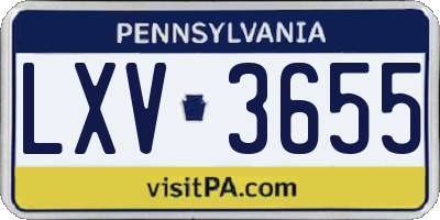 PA license plate LXV3655