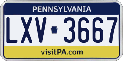 PA license plate LXV3667