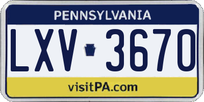 PA license plate LXV3670