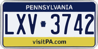 PA license plate LXV3742