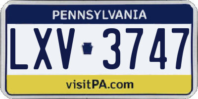 PA license plate LXV3747