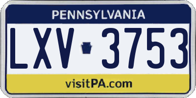 PA license plate LXV3753
