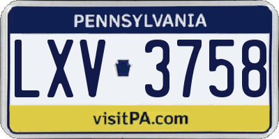 PA license plate LXV3758