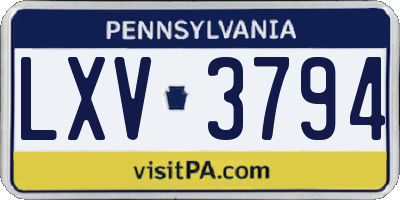 PA license plate LXV3794