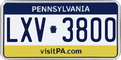 PA license plate LXV3800