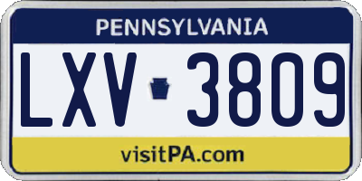 PA license plate LXV3809
