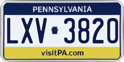 PA license plate LXV3820