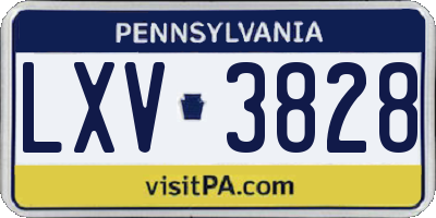 PA license plate LXV3828
