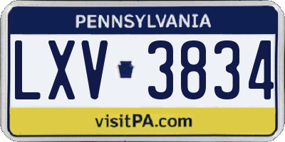 PA license plate LXV3834