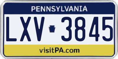 PA license plate LXV3845