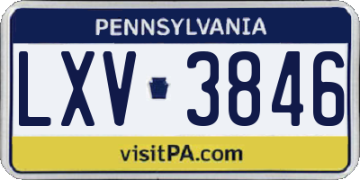 PA license plate LXV3846