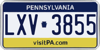 PA license plate LXV3855