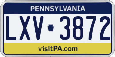 PA license plate LXV3872