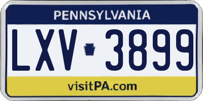 PA license plate LXV3899