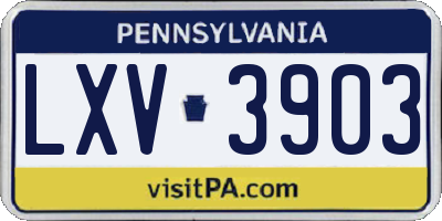 PA license plate LXV3903