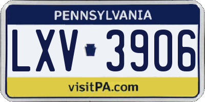 PA license plate LXV3906