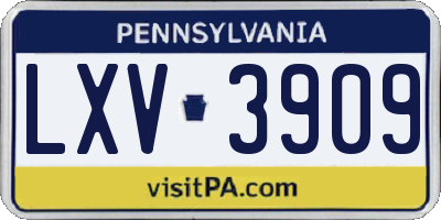 PA license plate LXV3909