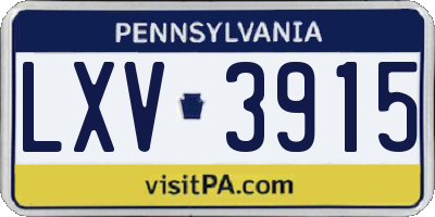 PA license plate LXV3915