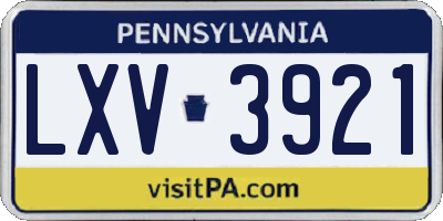 PA license plate LXV3921