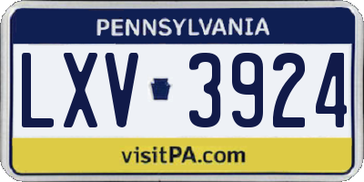 PA license plate LXV3924