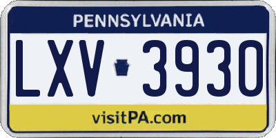 PA license plate LXV3930