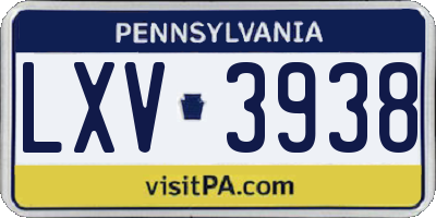 PA license plate LXV3938