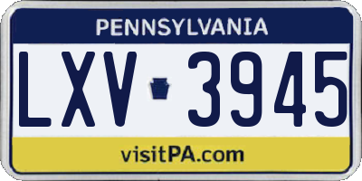PA license plate LXV3945