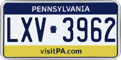 PA license plate LXV3962