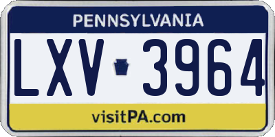 PA license plate LXV3964