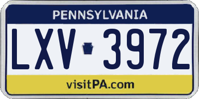 PA license plate LXV3972