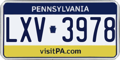 PA license plate LXV3978