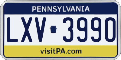 PA license plate LXV3990