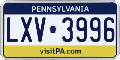 PA license plate LXV3996