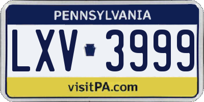 PA license plate LXV3999